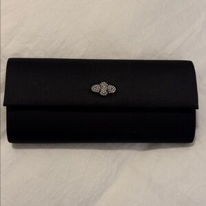 Carlo Fellini Elegant Black Satin Clutch with Crystal Accent